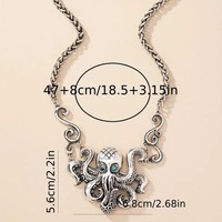 Hip Hop Argent Poulpe Pendentif Collier Vintage Personnalisé Creative Eau Diamant En Alliage De Zinc Cou Décoration Vintage Collier