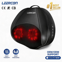 LEERCON Massagekissen für den Rücken mit Vibration, Knetfunktion, Wärmekompression, Rotlicht, Turmalin, Negativ-Ionen, 4 Geschwindigkeiten, PU-Leder