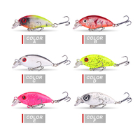 Leurre de pêche artificiel dur en ABS, mini-minnow, 2,6 g, 6 couleurs, avec 10 #   Hameçons triples flottants, leurres réalistes pour la pêche en rivière