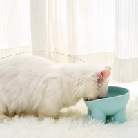 Gamelle inclinée surélevée pour chats à mowque plate et chiens, avec protection du cou, anti-éclaboussures, en PP, pour prévenir le noirissement du menton
