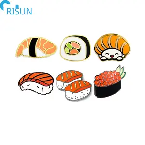 Pin esmaltado personalizado para Sushi, fabricante personalizado, bonito, japonés, bola de arroz, rollo de salmón, solapa de Sushi, insignias