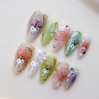 Uñas Postizas 3D Transparentes de Alta Calidad, 10 Piezas, Hechas a Mano, Venta al por Mayor para Mujer