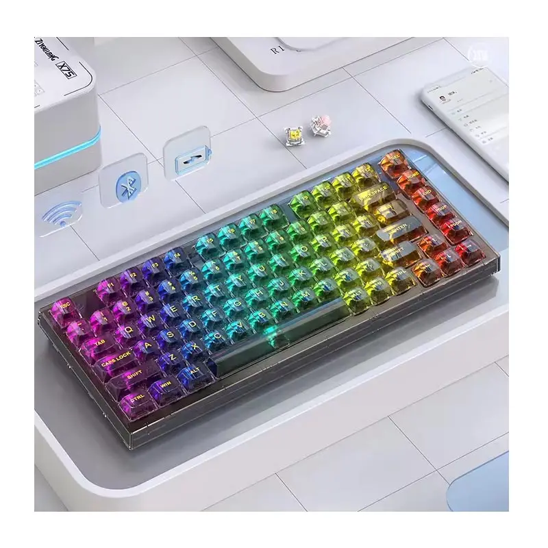New Alliance X75 Wired Mechanical Keyboard Transparent Customized RGB Office Gaming Gasket Structure Mechanical Keyboard