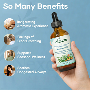Mélange d'huiles essentielles Breathe, naturel et biologique, <span class=keywords><strong>à</strong></span> base de menthe poivrée, d'<span class=keywords><strong>arbre</strong></span> <span class=keywords><strong>à</strong></span> <span class=keywords><strong>thé</strong></span> et d'eucalyptus, pour la respiration, la peau et l'aromathérapie - Product Image 2