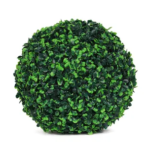 kunstmatige groene opknoping bal Suppliers-Bewaard Topiary Buxus Opknoping Groene Kunstgras Bal Voor Bruiloft Home Office Hotel Restaurant Decoratie