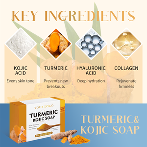 Jabón de Cúrcuma y Jengibre <span class=keywords><strong>para</strong></span> Eliminar Manchas Oscuras, Jabón Facial Orgánico Natural de Cúrcuma, Jabón Vegano de Cúrcuma, Limón y Ácido Kójico - Product Image 3