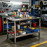 Table de travail en acier inoxydable pour le rangement d'outils, le tri de pièces et la production électronique