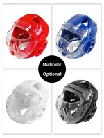 Casque de Taekwondo en plastique souple et respirant pour enfants et adultes, masque intégré pour l'entraînement Sanda et le karaté, protection intégrale de la tête