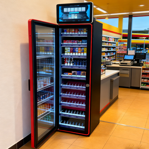 ชั้นวางบุหรี่โลหะแบบไม่มีควันสำหรับร้านค้าในยุโรป พร้อมประตูและหน้าจอควบคุมระยะไกลแบบโปร่งใส - Product Image 1