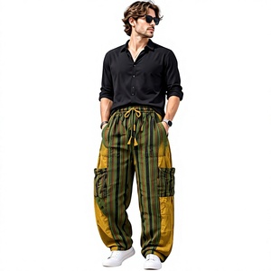 Pantalones de Moda de Invierno, Corte Regular, Cintura Elástica, Estilo Vintage, 100% Algodón Lavado, Talla Única, para Estar en Casa o Salir a la Calle - Product Image 1