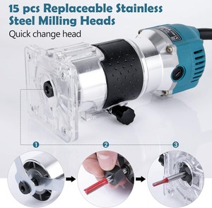 Routeur de découpe électrique professionnel 33000 tr/min 6 vitesses réglables avec 15 lames pour le travail du bois et le bricolage - Product Image 5