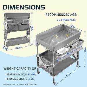 <span class=keywords><strong>Table</strong></span> à <span class=keywords><strong>langer</strong></span> bébé mobile <span class=keywords><strong>pliable</strong></span> en PVC, réglable en hauteur, portable, étanche, avec roulettes - Product Image 2