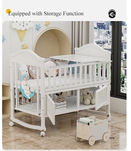 Lits bébé multifonctions Lits bébé en bois convertibles en <span class=keywords><strong>lit</strong></span> pour tout-petits avec lumières intégrées avec rangement - Product Image 3