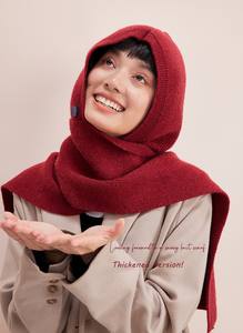 شال نسائي شتوي من الكشمينة مع وشاح مطبوع بنقط مخطط وقبعة للحياكة وشاح هدية أوشحة بغطاء رأس-قسم للكبار - Product Image 6