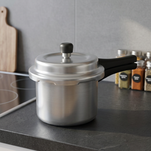 Olla a presión de aluminio de 3L con tapa exterior, válvula de seguridad y mango negro - Product Image 2