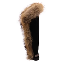 Vente en gros OEM/ODM directe d'usine Bottes de neige noires pour femmes au-dessus du genou en fausse fourrure double face en peau de mouton doublure chaude en peluche