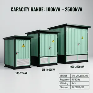 Sous-station compacte préfabriquée de style européen 1600 kVA 10 kV/0,4 kV, type boîtier extérieur, solution clé en main pour transformateur de sous-station - Product Image 3