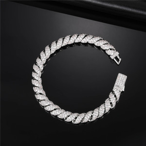 <span class=keywords><strong>Bracelet</strong></span> torsadé plaqué or pour homme <span class=keywords><strong>Bracelet</strong></span> chaîne en corde bling CZ glacé <span class=keywords><strong>Bracelet</strong></span> hip-hop <span class=keywords><strong>de</strong></span> 8mm en diamant à maillons téléphoniques - Product Image 2