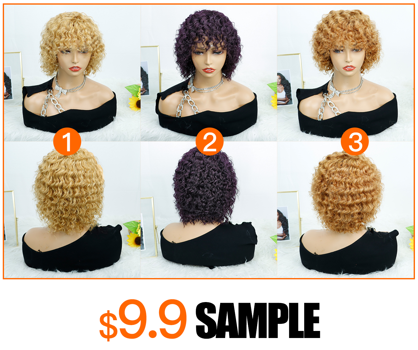 Échantillon de perruque 9,9 $