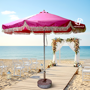 Parasol de jardin robuste résistant au vent Parasol de patio Parasol à coquille avec pompon Parasol de jardin pour <span class=keywords><strong>piscine</strong></span> Plage - Product Image 6