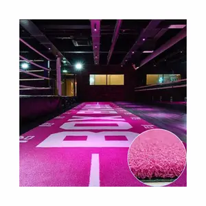 Aktivitas Luar Ruangan Rumput Palsu Pink Tikar Lantai Gym Rumput Buatan dengan Jalur Kereta Luncur