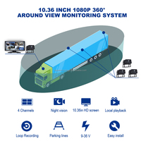 Dashcam 4K 10.36 pouces 1080p Moniteur de vision nocturne Enregistreur de conduite à 4 canaux Caméra de recul avant et arrière Écran partagé pour voitures