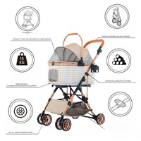 Poussette de luxe pour animaux de compagnie de haute qualité avec 4 roues, pliable facilement, petite taille, chariot pour voiture, promenade en plein air, voyage, chats, chiens