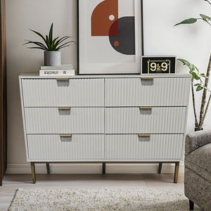 <span class=keywords><strong>Commode</strong></span> moderne à 6 tiroirs en bois blanc Large <span class=keywords><strong>commode</strong></span> en bois pour chambre et salon pour rangement de vêtements ou meuble TV - Product Image 2
