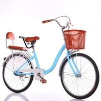 KWO Casque d'étudiant pliable et récréatif vintage bon marché Accessoires de garde de boue 24 pouces à vitesses multiples Vélo de ville pour femmes
