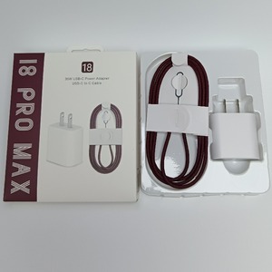 Kit de chargeur rapide PD Type C 35W en gros avec câble USB-C tressé rouge bordeaux, prise US EU UK pour iPhone 18, charge rapide PD - Product Image 3