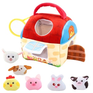 Đồ chơi nhà trang trại thú nhồi bông <span class=keywords><strong>mini</strong></span> mềm mại cho bé, chuồng trang trại nhỏ, thú nhồi bông nhỏ, đồ chơi cảm giác Montessori có gương, đồ chơi kêu - Product Image 1