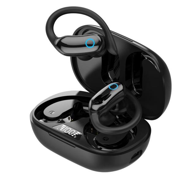 IPX7 Waterproof Wireless Earbuds with Earhook Mic Over-Ear Game Earphones with Led Power Display Sports Running Headphones