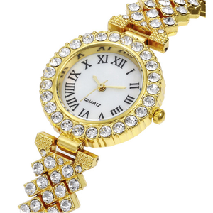 Reloj de pulsera de cuarzo para mujer con diseño romano y diamantes, esfera con diamantes, esfera pequeña y elegante - Product Image 1
