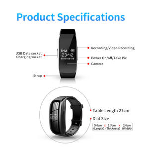 กล้องวิดีโอขนาดเล็กแบบซิลิโคน 8-256GB นาฬิกาหน้าจอสัมผัส บันทึกเสียงพร้อมไมโครโฟน  แฟลชไดรฟ์ USB กันน้ำ IP65 ลดเสียงรบกวน - Product Image 5