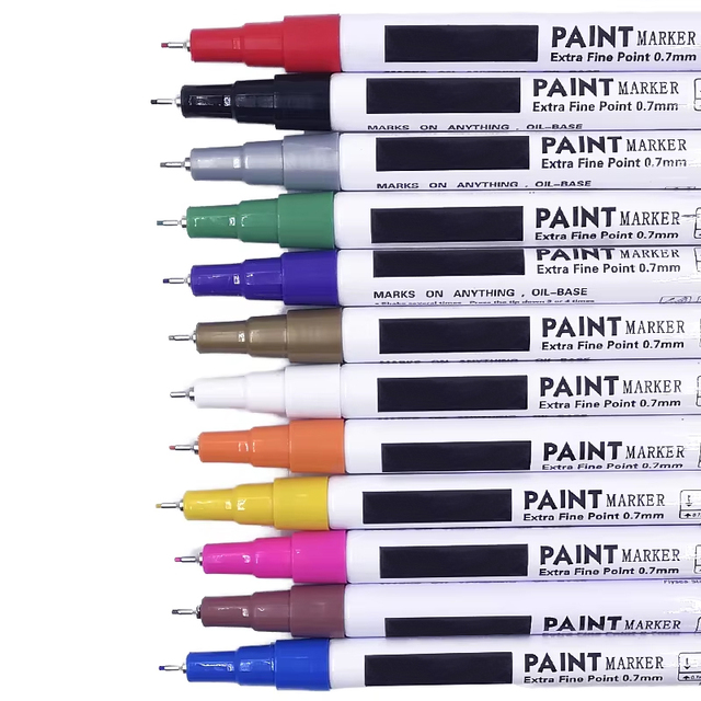SP150 8 Colors Extra Fine 0.7mm Tip Permanent Paint Marker Pen Oil Based Ink for Smooth Surfaces Whiteboard Office School Use