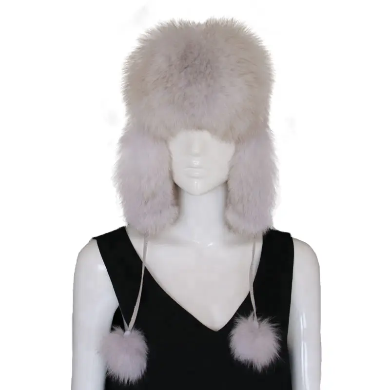 Chapéus de pele real para mulheres, chapéu grosso de pele de raposa para neve e esqui