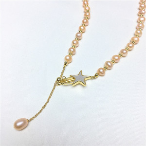 Collier de perles naturelles à double couche luxueux et tendance pour femmes en gros, 6-7 mm, accessoires de colliers ras du cou tendance avec nœud - Product Image 2