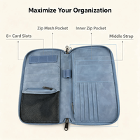 Portefeuille de voyage en cuir PU personnalisé, porte-passeport multifonctionnel, organiseur de documents portable, étui pour cartes d'identité et de crédit