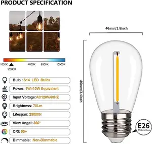 थोक बेचने सजावटी प्लास्टिक फिलामेंट बल्ब प्रकाश, फैक्टरी मूल्य विंटेज एडीसन आउटडोर स्ट्रिंग प्रकाश प्रतिस्थापन बल्ब