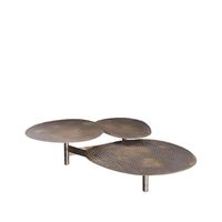 Juego de Mesa de Centro de Diseño Creativo Moderno Italiano, Mesa de Centro de Plástico y Metal con Forma de Hoja de Loto para Sala de Estar