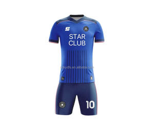 زي كرة قدم أزرق مخصص مع شعار طباعة رقمية للفريق الرياضي - Product Image 4