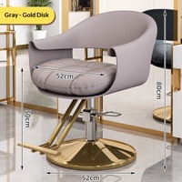 Fauteuil de Barbier en Acier Inoxydable Populaire sur Internet avec Accoudoirs Rotatifs et Réglables en Hauteur, Revêtement en Cuir PU, Design Luxe Léger pour Salon de Coiffure et Usage Domestique