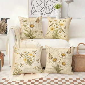 Vintage floral and bird throw pillows with elegant script background for cozy home decor - Product Image 2