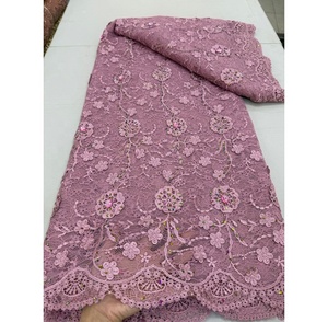 Nouvelle Arrivée Tissu Brodé en Dentelle Blanche 3D Écologique avec Paillettes et Fleurs en Maille pour Robes de Mariée et de Soirée pour Femmes - Product Image 1