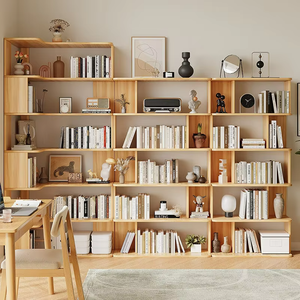 Giá sách góc gỗ nguyên khối cho trẻ em kệ lưu trữ nhiều lớp từ sàn đến trần cho phòng khách Tủ sách lưu trữ kết hợp - Product Image 2