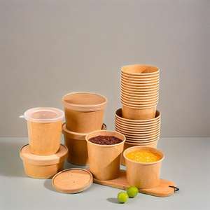 Seau en papier kraft blanc de haute qualité, double revêtement PE, étanche, écologique, de qualité alimentaire, compatible micro-ondes, avec couvercle pour l'emballage alimentaire - Product Image 3