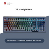 Clavier mécanique sans fil HEXGEARS Y9 99 touches, tri-mode BT, interrupteurs silencieux Kailh, entièrement en aluminium, joint d'étanchéité, RGB, 5800 mAh, échange à chaud