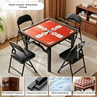 Table de Mahjong et de Salle à Manger Pliante de Luxe à Double Usage avec Structure Métallique Portable pour la Maison, les Salles d'Échecs/de Cartes