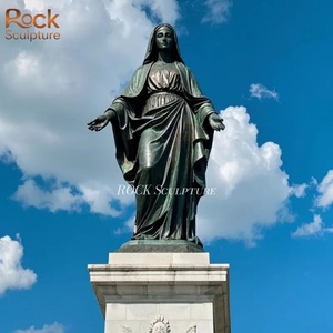 Giardino di vendita calda squisita intagliato a mano vergine maria antica decorazione della chiesa religiosa in bronzo statua della vergine maria - Product Image 4
