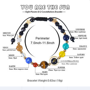 Nueva Pulsera Tejida con Cuentas de Piedras Coloridas, Estilo de los Doce Signos del Zodiaco y los Ocho Planetas, Joyería de Moda - Product Image 4